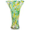 LCCCK Vasi in vetro verde per fiori, vaso in vetro soffiato a mano unico, decorazione per la casa verde oro, bocca larga, centrotavola colorato, per soggiorno, tavolo, libreria, mensola da bagno o ufficio