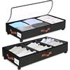 JNUYISW 2 Pezzi Contenitori Sottoletto con Ruote, Nero 38L Grande Contenitore Sotto il Letto con Coperchio Finestra Visibile Telaio in Metallo Scatola Sotto Il Letto per Vestiti Giocattoli Coperte