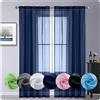 GAIFNAG Tende Termiche Oscuranti 50 x 230 cm Lino Naturale, Sole Antimosche Lavabile Regolabile Tende Moderne a Vela Trasparente per Finestra Soggiorno Camera, Blu Scuro
