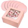 Gcardist - Set di 5 scatole per torte con finestra e 5 sottotorta rotondi da 25,4 cm, contenitori per torte (25,4 x 25,4 x 12,7 cm, rosa)