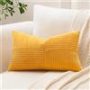 Sungeek 1 Pezzi Federe Cuscini 40x60 in Morbido Velluto a Coste, Fodere per Cuscini Decorativi con Motivo a Strisce e Patchwork Croce Copricuscini Cuscino per Divano Letto Soggiorno, Giallo Oro