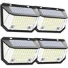 AmeriTop 4 Lampioni Solari con Sensore di Movimento, 122 LED, Luce di Sicurezza Esterna con Rilevamento 8M e Angolo 300°, IP65 Impermeabile, Luce da Parete per Portico, Patio, Garage e Scale