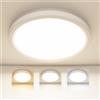SKUTZTEK Plafoniera LED Soffitto, Lampada da soffitto 3 colori 3000K/4000K/6500K, Moderno Plafoniera Bagno Ultrasottile Rotonda IP44 Impermeabile, per bagno, soggiorno, camera da letto, cucina (29cm)