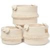 NaturalCozy Set di 3 cestini portaoggetti in stile bohémien, in corda di cotone, per organizzare piccoli oggetti per bambini, doccia, cesti regalo, fioriere per la cameretta dei bambini, mensole per