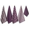 DII - Set di strofinacci da cucina in tessuti assortiti, 45,7 x 71,1 cm, 33 x 33 cm, color melanzana, 5 pezzi