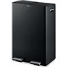 Tower T838023BLK Pattumiera a pedale per riciclaggio con due scomparti da 30 l, due secchi interni, corpo in acciaio al carbonio, 60 l, nero