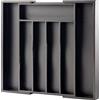 MASS DYNAMIC Portaposate per cassetto delle posate, vassoio espandibile in bambù per utensili da cucina, supporto regolabile per posate e posate, 7 scomparti per cucchiai, forchette, coltelli (nero)