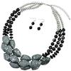 BOCAR Collana a Catena con Perle Craquelé, Stile Bohemien Casual per Donna (NK-10204-black)