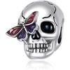 Qings Ciondolo Halloween Scheletrico per Bracciali e Collane in Argento Sterling 925 Teschio Charm Bead Vintage Horror di Halloween Regali per Donne