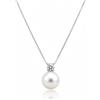 Damiano Argenti Collana con Pendente Perla da 10 mm e Punto Luce da 4 mm, realizzata in Argento Sterling 925 Rodiato Argento