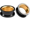 Vankula Dilatatori Lobo Double Flared tunnel dilatatore orecchie in Acciaio inossidabile lobi piercing espansori Gioielli Uomo Donna 19mm(3/4) Nero Oro