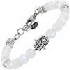 10:10 Bracciale Pietra di Luna naturale 6 mm e Acciaio Inox - Pendente Mano di Fatima. Braccialetto Uomo Donna in Pietra Dura, Regolabile, Resistente e Comodo. Made In Italy (Pietra di Luna)