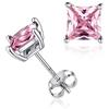 ChicSilver Orecchini Argento Rosato, Orecchini a Lobo Oro Rosa Pietre Quadrata, Opale Ottobre Confezione Regalo
