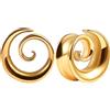 Vankula Dilatatori Lobo Sella tunnel dilatatore orecchie in Acciaio inossidabile Spirale lobi piercing espansori Gioielli Uomo Donna 25mm(1) Oro