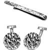 Kuzzoi Gemelli da uomo con design e fermacravatta in stile martellato, set di accessori da uomo in argento sterling 925, elegante regalo per matrimonio e compleanno, standard, argento sterling 925