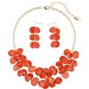 Bocar Set Collana Girocollo a 2 Strati e Orecchini con Conchiglie, Stile Casual per Donna (NK-10248-Red Orange)