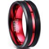 NUNCAD Anello in Carburo di Tungsteno Uomo Donna Rosso-Nero 8 mm, per Matrimonio/Partnership/Stile di Vita/Hobby Taglia 9.25