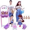 Ngbbby Set bambola incinta con bambino nella pancia, papà e 5 bambini, set mamma incinta sicura, 7 persone con accessori per casa delle bambole, fai finta di giocare con il giocattolo per bambini, giocattol