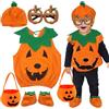 Zkaoai Costume da zucca per bambini, Costume di Halloween con sacchetto di caramelle di zucca, Costume Halloween per bambini con 20 adesivi tatuaggi