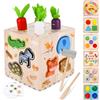 TOSUTO Giochi Montessori 2 Anno,8 in 1 Giocattoli Bambini Cubo Multiattivita Legno,60 Pcs Giochi Legno Bambini,Montessori Sensoriali Motor Skill Development Gioco,Giochi Educativi 2Anno,Regali Bambini
