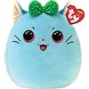 Ty Squishy Beanies - Kirra il Gattino Azzurro, Morbido Cuscino di Peluche con Fiocchetto Verde, Idea Regalo per Grandi e Piccini, Tutti da Collezionare - 22 cm - T39238