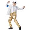 Koongso Pop King MJ Blazer Suit, Rocksatr Dancer Michael History Tour Stage Outfits - Giacca gessata e pantaloni dorati, cappello, cravatta, set di abiti casual per feste