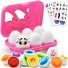 MOONTOY Uova Abbinate Montessori 6pcs Plastica uovo di pasqua Colore e Forma Riconoscimento Giocattoli Uova Natale Viaggio Educativi Viaggio Regalo per Bambini 1 2 3 Anni