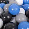 KiddyMoon 50 Palline/7Cm Palline Morbide Colorate Per Piscina Bambini Fatto In EU, Grigio/Bianco/Blu/Nero