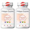 MoriVeda Capsule Collagen Express con collagene cellulare di tipo II - 2 mesi di fornitura - acido ialuronico, condroitina solfato, vitamina C e manganese -pelle capelli articolazioni-da MoriVeda 2x60 pezzi
