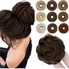 SEGO Chignon Capelli Extensions Elastico Sintetica Ondulato Veri Coda di Cavallo Extension Parrucchino 55 G Castano cioccolato