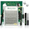 Keyyoulash, kit fai da te per extension per ciglia, 144 pezzi, 8-18 MIX, kit di extension per ciglia con colla e guarnizione, rimozione e applicatori, per extension fai da te a casa (KY03)