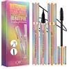 QIC Starry Sky Mascara e Set Eyeliner,Mascara per Ciglia in Fibra di Seta 4D con Kit Eyeliner Liquido Set Trucco Occhi Perfetti,Impermeabile,Antimacchia,Lunga Durata,Ad Asciugatura Rapida（2 Pack）