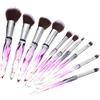 Luxshiny Set 10 Pennelli Trucco Professionali Manico Cristallo Porpora, Applicazione Liscia Crema, Design Irregolare per Fondotinta Adatto a Donne e Mamme