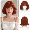 Sofeiyan Parrucca Bob Corta con frangia,30 cm Parrucca Sintetica Resistente al Calore,Rosso Cherry Cola parrucche Glamour Vintage Donna Quotidiano Feste Compleanni Cosplay