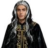 GYIOFAI Ricci Parrucca Bianco Nera Lunga Uomo Donna, Ondulata Sexy Strega Capelli Sintetici Halloween Vampira Gotica Parrucca da Costumi e Accessori per Festa Cosplay Carnevale (Nero Bianco)