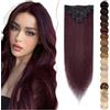 SEGO Extension Capelli Veri Clip 8 Ciocche Singole Remy Human Hair Naturali 50cm 70g #99J Vino Rosso