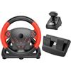 Belnotelt Volante da corsa wireless con pedali e cambio, volante da gioco per PS4 PC Smart TV, controller ergonomico ABS per simulatori di guida auto, rosso o blu (rosso)
