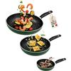 Akitaink Set 3 Padelle Antiaderenti Natura 20, 24 e 28 cm, Batterie di Padelle per Cucina Quotidiana, Resistenti e Pratiche