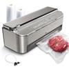 Mesliese 85kPa 120 W, macchina per sigillatura automatica degli alimenti, potente sistema di sigillatura, taglierina integrata, contenitore per sacchetti, 2 rotoli di sacchetto (Acciaio inossidabile)