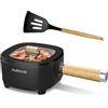 Audecook Padella elettrica 2L, Padella in Ceramica Antiaderente Aggiornata 20cm, Multifunzione Pentola Elettrica Cuocipasta per Bistecca,Uova,Ramen,Farina d'avena (Standard Nero, 2 litri)