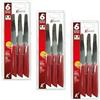 kasaviva Coltelli da Tavola, Set di 6pz per Tavola, Lama in Acciaio Inox Bonomi, Manico Indeformabile (ROSSO, 3 cf)