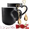 Generic Tazza in ceramica a forma di cuore che cambia colore, tazza magica a forma di cuore che cambia calore per San Valentino, tazza da caffè divertente con manico (2 pezzi)