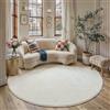 PureCozy Rotondo Tappeto 180cm Beige Antiscivolo Camera da Letto Tapette Pelliccia Sintetica Tappeti Salotto Cameretta Bambino Scendiletto Ufficio Carpet Morbido Rug