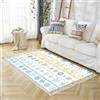 Tomifine Tappeto in Tessuta Modelli Geometrico Tappeto con nappe per Cucina, Soggiorno, Camera da letto, Lavanderia, Ingresso (60x120 cm,Blu Giallo)
