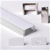 AFTERTECH 1x 3metri 1708 17x8mm Profilo Alluminio Silver Per Strisce Strip Led Barra Rigida 3MT + Copertura BIANCA (1x 3metri 1708 milk)