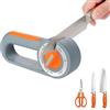 Foyucool Affilacoltelli Professionale 6 in 1, Affila Coltelli Manuale a Diamante per Coltelli da Cucina e Forbici, Base Antiscivolo, Adatto per Cucina, Ristorante e Campeggio, Grigio-Arancione