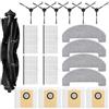 JINDEHUI Kit Accessori Ricambi per MONSGA MS1 MAX, per Ultenic T20 Pro,per Proscenic Q8 MAX Robot Aspirapolvere, 1 Spazzola Principale, 6 Spazzole Laterali, 4 Filtro Hepa, 4 Panni in Microfibra, 4 Sacchetti