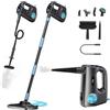 Olvy Scopa a vapore e pulitore a vapore 2 in 1, 1200 W ad alta pressione per pavimenti duri e tappeti, 3 livelli di vapore, 12+ accessori, cavo da 5 m