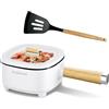 Audecook Padella elettrica 2L, Padella in Ceramica Antiaderente Aggiornata 20cm, Multifunzione Pentola Elettrica Cuocipasta per Bistecca,Uova,Ramen,Farina d'avena (Standard Bianco, 2 litri)