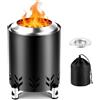Fuutilake Braciere portatile in acciaio inox, per esterni, senza fumo, con supporto e borsa per il trasporto, mini braciere senza fumo, per balcone, terrazza e giardini, 14 cm x 20 cm H nero